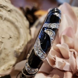 Crystal Enamel Hinged Bangle Bracelet